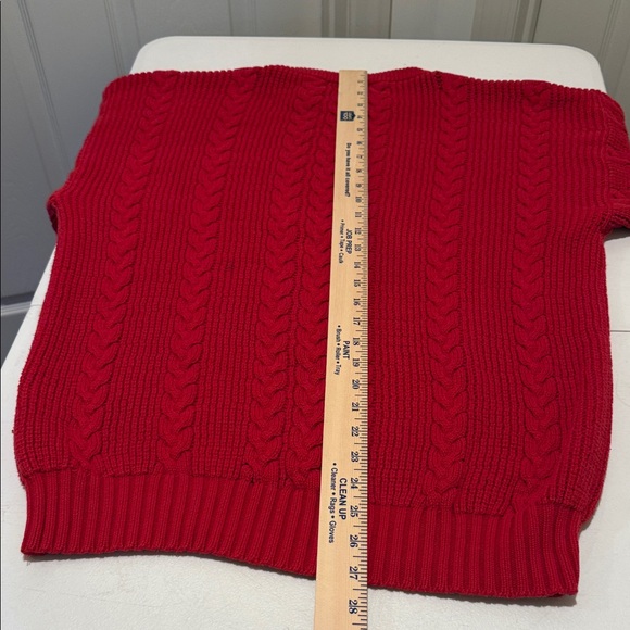 Christian Dior Men's 1980s Vibrant Red CableKnit Crew Neck Refined Sweater Large - Picture 3 of 15
